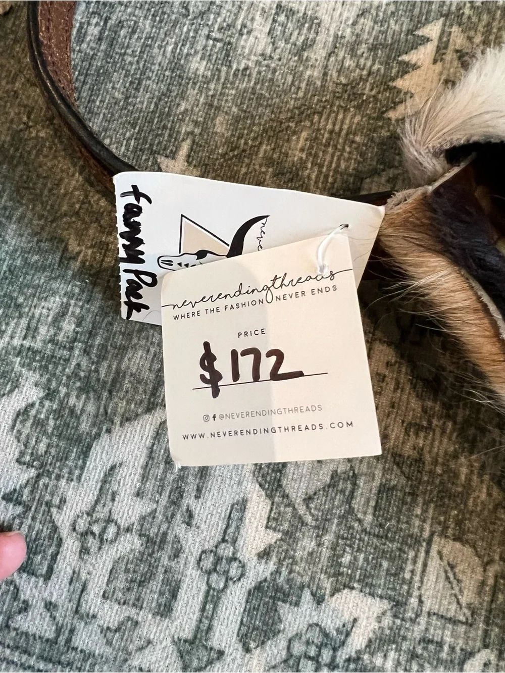 Fringed Cowhide Crossbody Bag in Brown and White